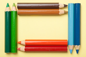 Image showing Color pencils forming a rectangle frame