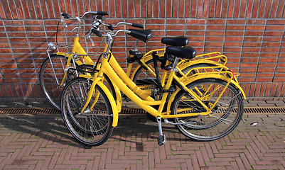 Image showing yellow bicycles