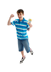 Image showing Teen boy prosperity success leap
