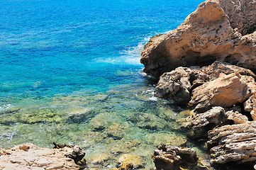 Image showing Rocky shore of sea