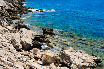 Image showing Rocky shore of sea