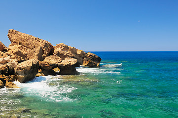 Image showing Rocky shore of sea