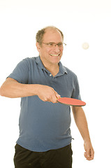 Image showing senior man playing ping-pong table tennis