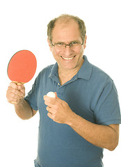 Image showing senior man playing ping-pong table tennis