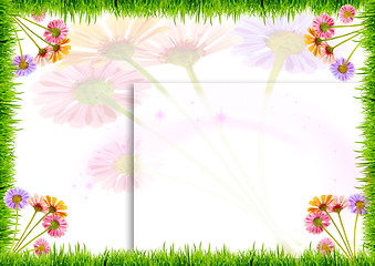 Image showing flowers and grass on a white background