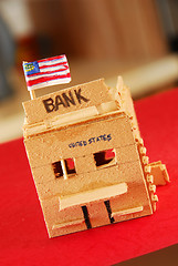 Image showing Wooden model of bank