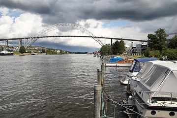 Image showing Bridge over river in Fredrikstad, Norway.