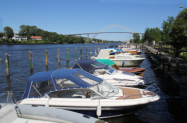 Image showing Bridge over river in Fredrikstad, Norway.