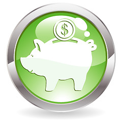 Image showing Gloss Button with piggy bank