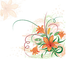 Image showing Grunge floral background with lilium, vector