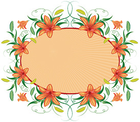 Image showing Floral frame with lily, vector