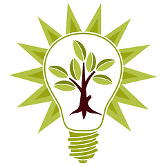Image showing Tree with leaves and light bulb