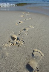 Image showing Footprints on the beach sand