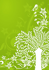 Image showing Floral background with tree