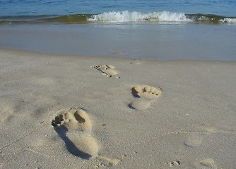 Image showing Footprints on the beach sand