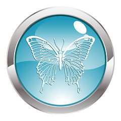 Image showing Gloss Button with Butterfly