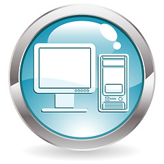 Image showing Gloss Button with Computer