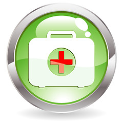 Image showing Gloss Button with First aid kit