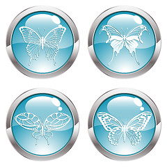 Image showing Gloss Button with Butterfly