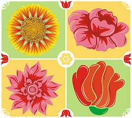 Image showing Floral background, icon set, illustration
