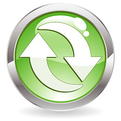 Image showing Gloss Button with Recycling Symbol