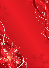 Image showing Christmas background with mistletoe and snowflakes, vector