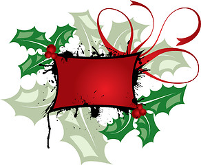 Image showing Mistletoe grunge frame, elements for design, vector