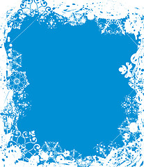 Image showing Snowflake grunge frame, elements for design, vector