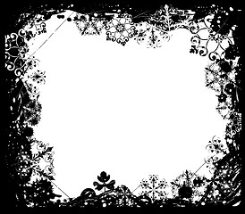 Image showing Snowflake grunge frame, elements for design, vector