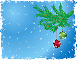 Image showing Grunge christmas background with baubles, vector
