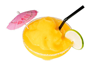 Image showing frozen mango margarita daiquiri isolated on white
