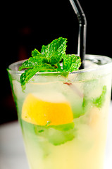 Image showing mojito caipirina cocktail with fresh mint leaves