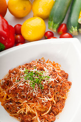 Image showing spaghetti pasta with bolognese sauce