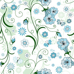 Image showing White seamless floral pattern