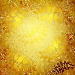 Image showing Paper with gold leaves