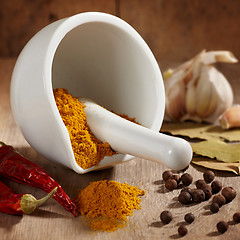 Image showing white pestle and spices
