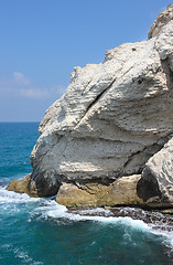 Image showing The white chalk cliffs of Rosh ha-Hanikra