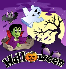 Image showing Halloween scenery with sign 3
