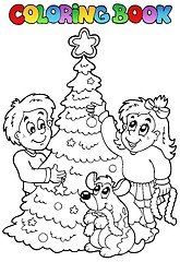 Image showing Coloring book Christmas topic 3