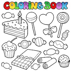 Image showing Coloring book candy and cakes