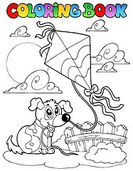 Image showing Coloring book with dog and kite