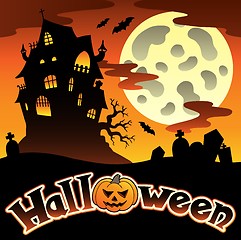 Image showing Halloween scenery with sign 1