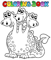Image showing Coloring book three headed dragon