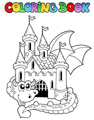Image showing Coloring book castle and big dragon