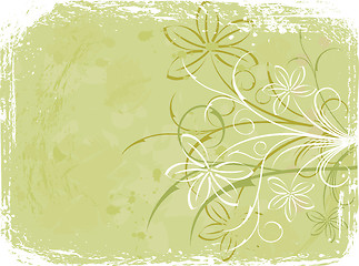 Image showing Grunge floral background, elements for design, vector
