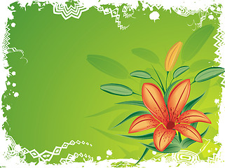 Image showing Grunge floral background with blots, vector