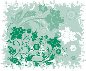 Image showing Grunge floral background, elements for design, vector