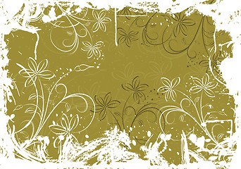 Image showing Grunge floral background with blots, vector