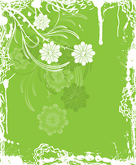 Image showing Grunge floral background, elements for design, vector