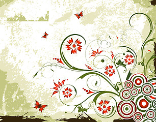 Image showing Grunge floral background